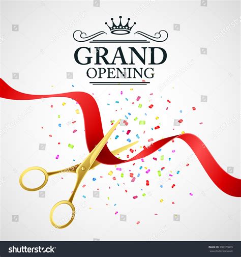 Grand Opening Illustration Red Ribbon Gold Stock Vector 300326069 - Shutterstock