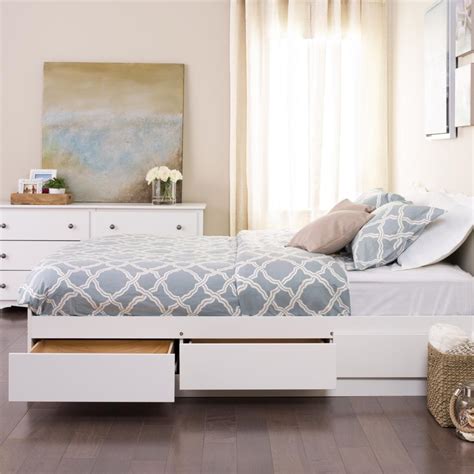 White Queen Mate’s Platform Storage Bed with 6 Drawers
