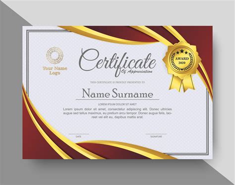 Creative appreciation certificate in red and gold 1427510 Vector Art at Vecteezy