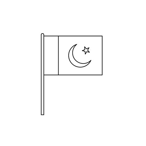 Black outline flag on of Pakistan. Thin line icon 21834497 Vector Art ...