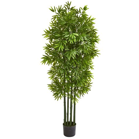 Nearly Natural 64” Bamboo Artificial Tree with Green Trunks UV Resistant (Indoor/Outdoor ...