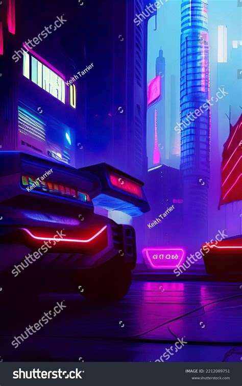 Cyberpunk City Rain Birght Neon Lights Stock Illustration 2212089751 ...