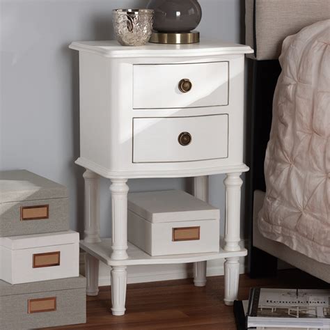 Baxton Studio Farmhouse White Finished 2-Drawer Nightstand by - Walmart.com - Walmart.com