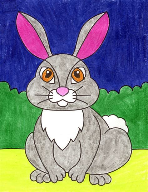 Easy How to Draw a Bunny Tutorial and Bunny Drawing Coloring Page — JINZZY