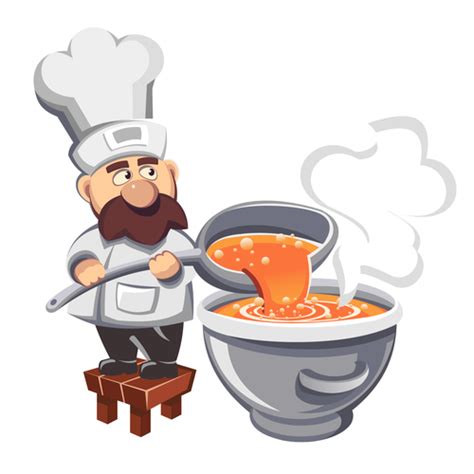 Cartoon chef making soup illustration vector free download