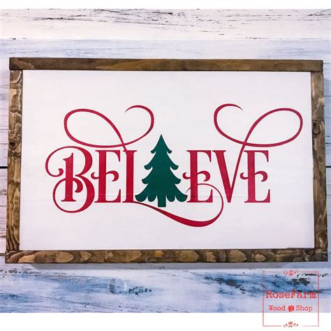 Believe Wooden Christmas Sign | Christmas signs, Wooden signs, Rustic feel