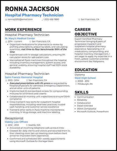 5 Hospital Pharmacy Technician Resume Examples & Templates [Edit Free]