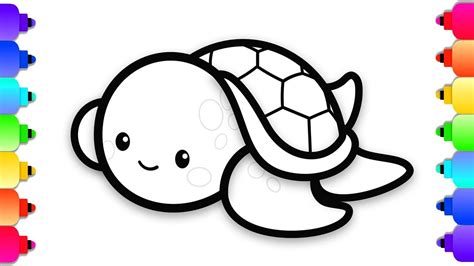 How to Draw a Baby Sea Turtle Easy Step By Step for Kids | Cute Baby Sea Turtle Coloring Page ...