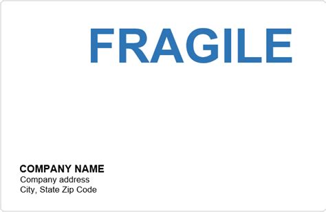 Fragile Label Template - Word Templates