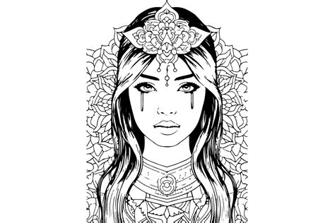 Mandala Women Coloring Pages Graphic by Watcha Art&Frame · Creative Fabrica