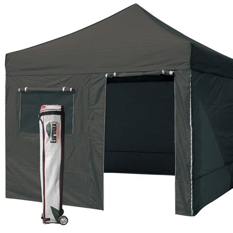 2018 New Eurmax Black Canopy 10 X 10 Commercial Ez Pop Up Tent + 4 Walls + Roller Bag + Awning ...