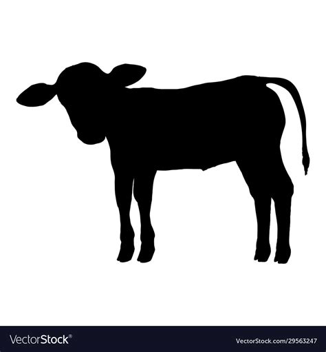 Little calf silhouette cattle Royalty Free Vector Image