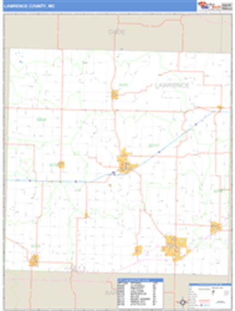 Lawrence County, MO Zip Code Wall Map Basic Style by MarketMAPS