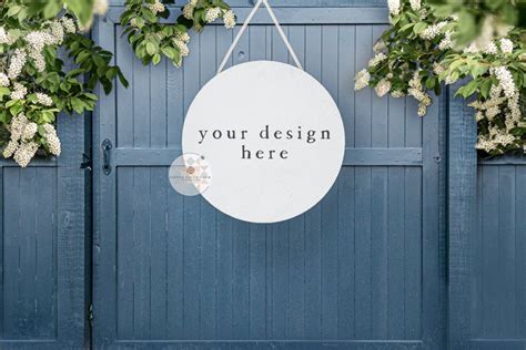 Garden Gate Mockup | White Blank Rustic Door Sign | JPEG