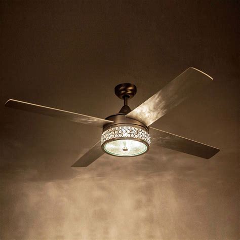 Modern Fandelier Crystal Ceiling Fan with Lights Remote Control Crystal Chandelier Fan with 4 ...