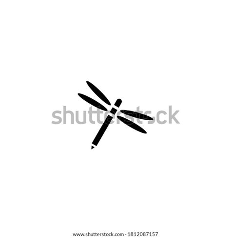 Black White Clever Logo Dragonfly Pencil Stock Vector (Royalty Free ...