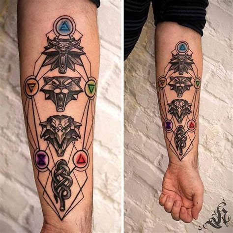 Witcher Tattoo Medallions on Arm - Best Tattoo Ideas Gallery