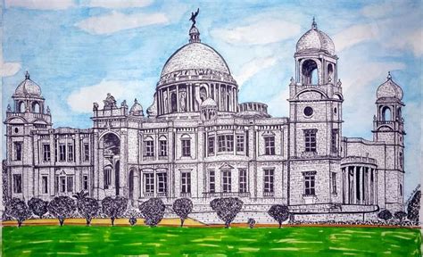 Pen sketch of Victoria Memorial | Abstract art painting diy, Architecture design sketch ...