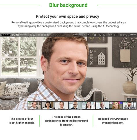 Enable Blur background option to protect privacy during a video conference. – RemoteMeeting