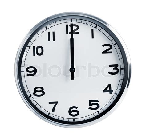 Wall office clock showing at noon | Stock Photo | Colourbox