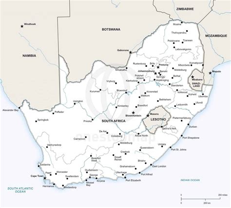 🇿🇦 Vector Map of South Africa political | One Stop Map