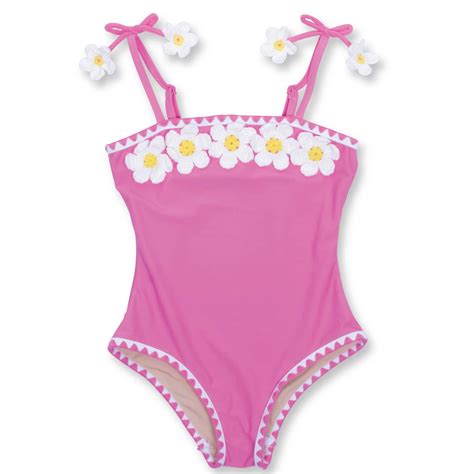 Crochet Pink Daisy One Piece Swimsuit 6m-6 - Shade Critters