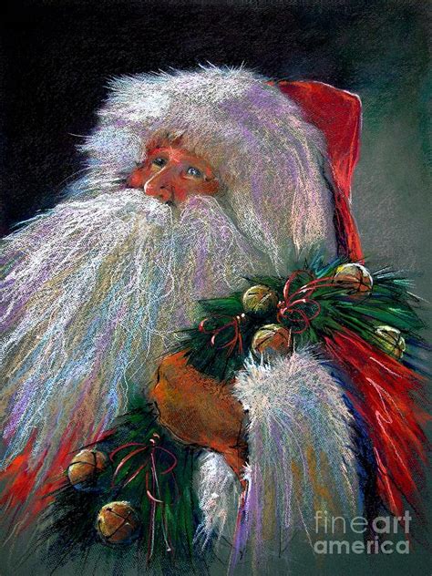 Santa Claus With Sleigh Bells And Wreath Painting by Shelley Schoenherr