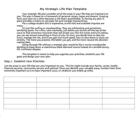 Life Plan Template - 11+ Free Word, PDF Documents Download