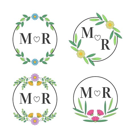 Free Vector | Floral wedding monograms