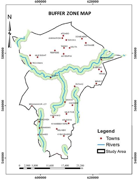 Buffer zone map of the study area. | Download Scientific Diagram