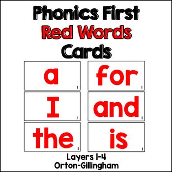 Phonics First Red Words Cards | Layers 1-4 by Teaching 3 with Taylor Dee