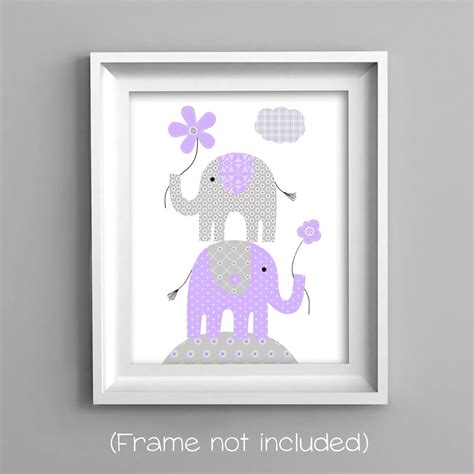 Elephant Nursery Gray and Purple Baby Girl Decor Baby Wall - Etsy