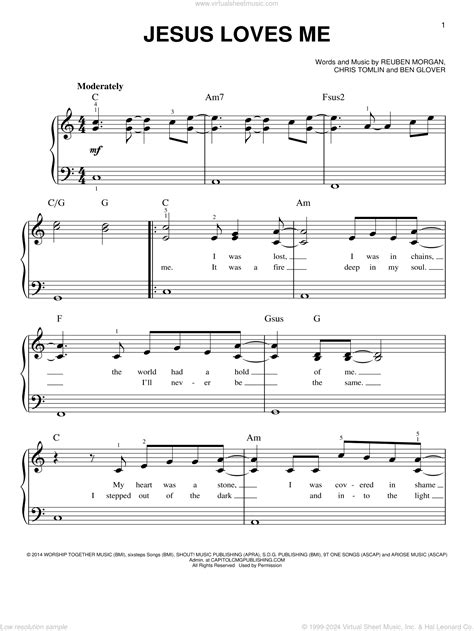 Chris Tomlin: Jesus Loves Me sheet music for piano solo (PDF)