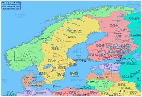 Amateur Radio Prefix Map of Scandinavia