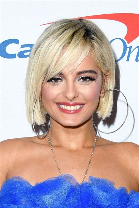 Bebe Rexha | Blonde bob with bangs, Pretty blonde hair, Short hair styles