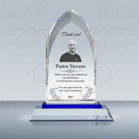 Pastor Appreciation Gift – Blue Dignity Plaque (021) – Goodcount 3D Crystal Etching Gift & Award