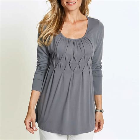 O Neck Pleated Basic T Shirt Women Casual Long Tunic Tops 2018 Long ...