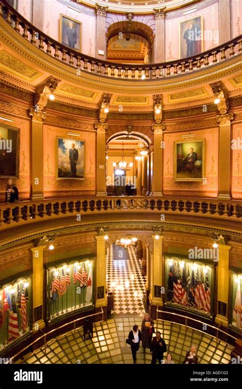 Interior of the rotunda in the Michigan State Capitol building Stock Photo - Alamy