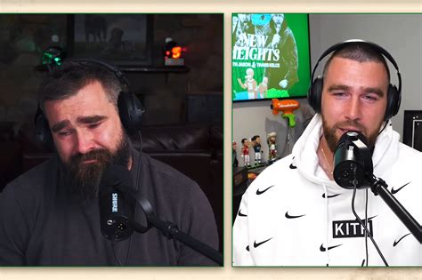 Jason, Travis Kelce can't stop crying about mom on Super Bowl podcast