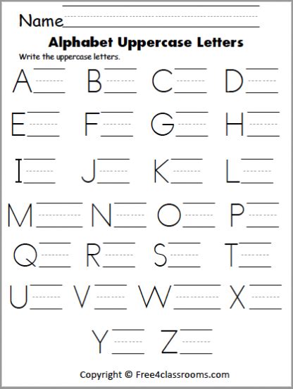 Free Uppercase Letter Writing Worksheet - Free Worksheets - Free4Classrooms