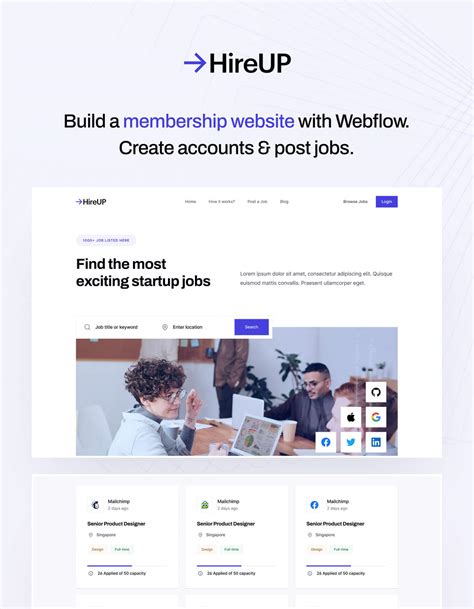 HireUP Website Page Template for Webflow