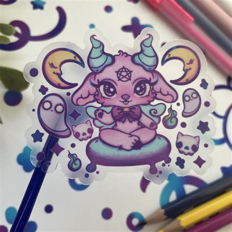 Cute Baphomet Clear Sticker Demon Pastel Creepy Goth - Etsy