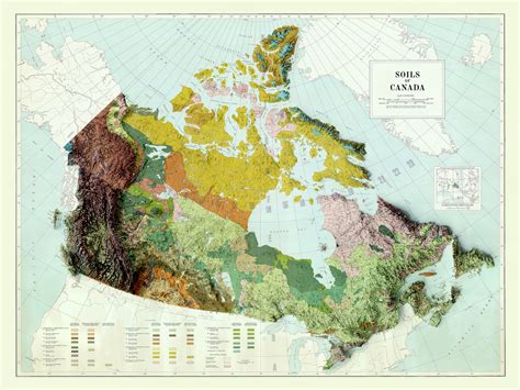 Mapa de Canadá mapa de relieve 2D de Canadá mapa topográfico - Etsy España