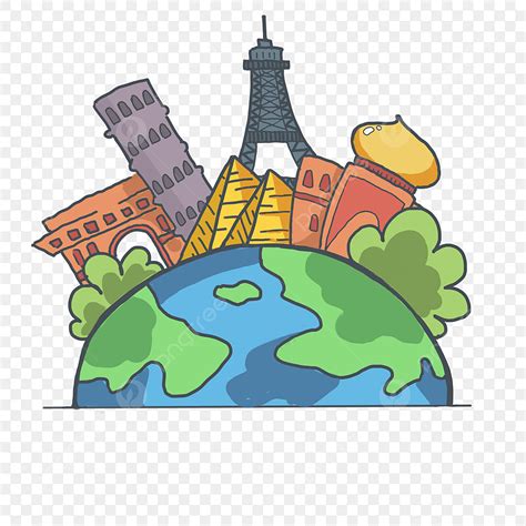 Around The World Clipart Transparent Background, Travel Around The World Cartoon Cartoon Vector ...