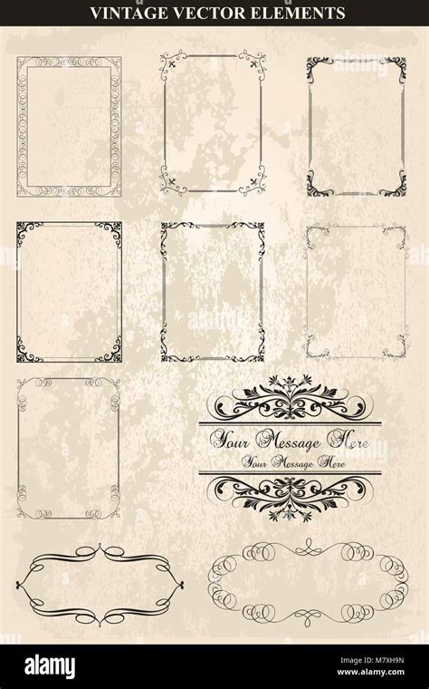 Decorative vintage frames and borders set vector.Abstract vintage frame ...