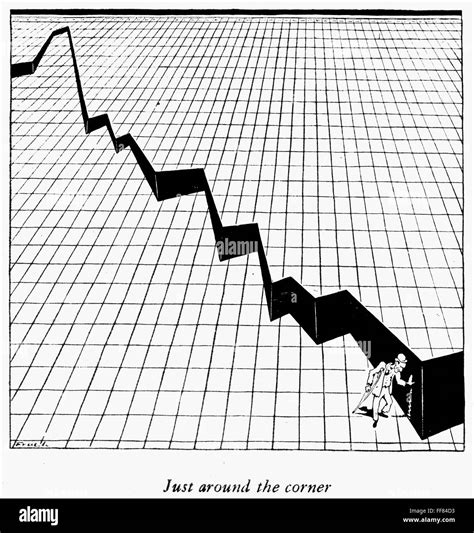 GREAT DEPRESSION: CARTOON. /n'Just around the corner.' Cartoon on the movements of the stock ...