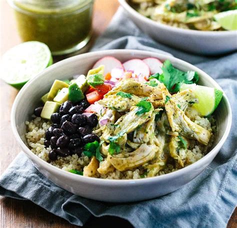 Spicy Chicken Tomatillo Quinoa Bowls - Jessica Gavin