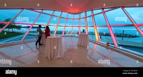 Interior of Milwaukee Art Museum looking out on Milwaukee Bay of Lake ...