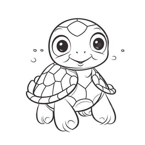 Baby Turtle Is Smiling And Is Ready To Color Outline Sketch Drawing Vector, Cute Turtle Drawing ...