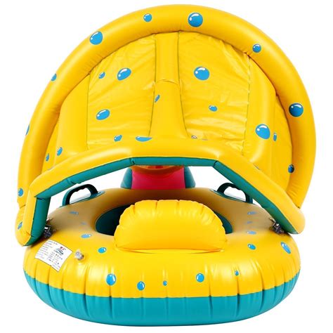 Baby Float Seat Boat Inflatable Ring Adjustable Sunshade Swim Pool ...